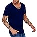 Henley - Maglietta estiva da uomo, in cotone, a maniche corte, casual, sottile, con scollo a O, maniche corte, per allenamento muscolare, con termometro, Marine-B, XXXL