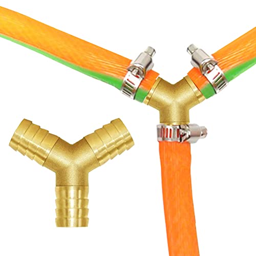Joywayus 1/2" Hose Barb Y Shaped 3 Way Union Fitting Intersection/Split Brass Water/Fuel/Air #TOP3