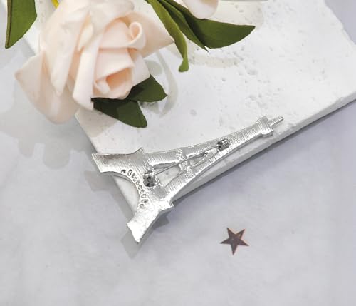 Image of Gyn&Joy Clear Crystal Rhinestones Eiffel Tower Fashion Brooch Pin