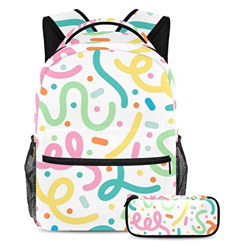 Sac à dos avec trousse Colorful Lines pour écoliers et ados