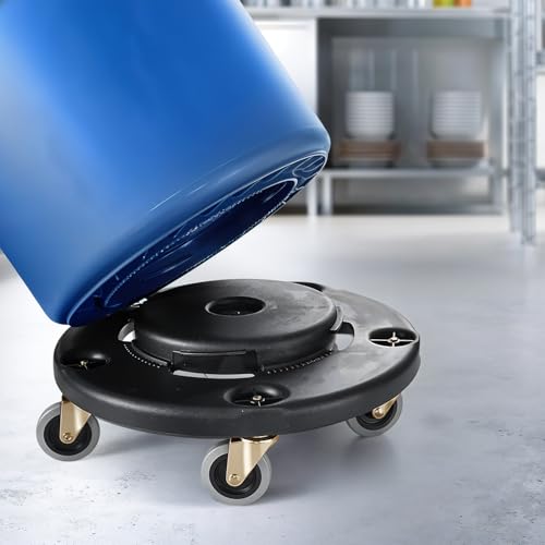 PLASTIC PRINCE Trash Can Dolly with Wheels Black Garbage Can Wheels Transports 20 Gallon 32 Gallon 44 Gallon and 55 Gallon Brute Trash Can Dolly for Restaurants Offices Commercial Environments