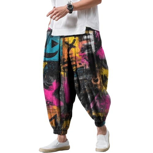 Casual Pants for Men Elastic High Waisted Harem Oversized Baggy Comfy Fashion Jogging Beach Shorts