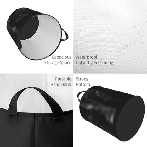 Panier à linge pliable rigide avec poignées et imprimé loup - 4