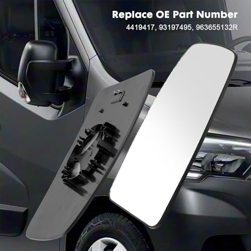 4419417 Right Wing Upper Mirror Glass Heated Driver Side Replacement for Vauxhall Opel Movano Renault Master MK3 Nissan NV400 replaces 93197495 963655132R