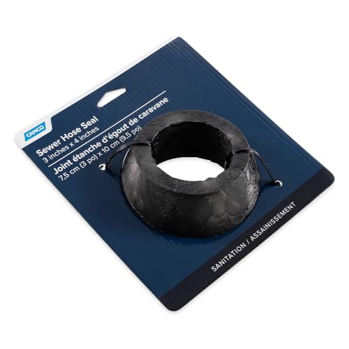 Image of Camco 4 inch x 3 inch Sewer Hose Seal | Connects Directly on RV Sewer Hose for an Odor Proof Connection to Dump Station | Black (39313)