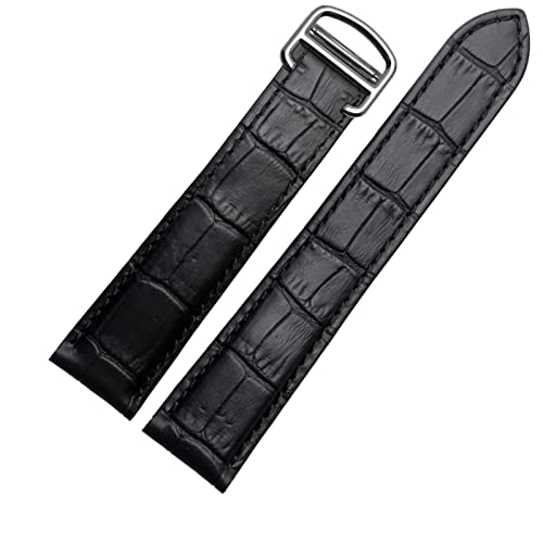 Correa de reloj de cuero de 20mm con hebilla plegable estilo tanque para el día a día