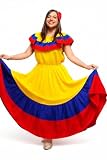 Colombian Traditional Tri-Color Dress for Women M