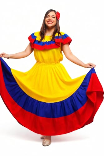 Colombian Traditional Tri-Color Dress for Women XL