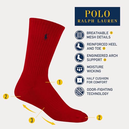 POLO RALPH LAUREN Men's Performance Crew Socks 6 Pack