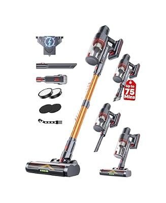 XenonLab Cordless Vacuum Cleaner for Home, 6In1 Multifunctional Up to 75 Mins Runtime Rechargeable Vacuum Cleaner Stick Vacuum Pet Hair, Hardwood Floors