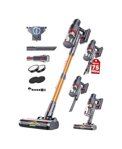 XenonLab Cordless Vacuum Cleaner, 75Mins/55KPa/650W Freestanding Vacuum Cleaners for Home, with Anti-Static&Anti-Tangle Brush, LED Touch Screen, Stick Vacuum for Carpets, Pet Hair, Hardwood Floors