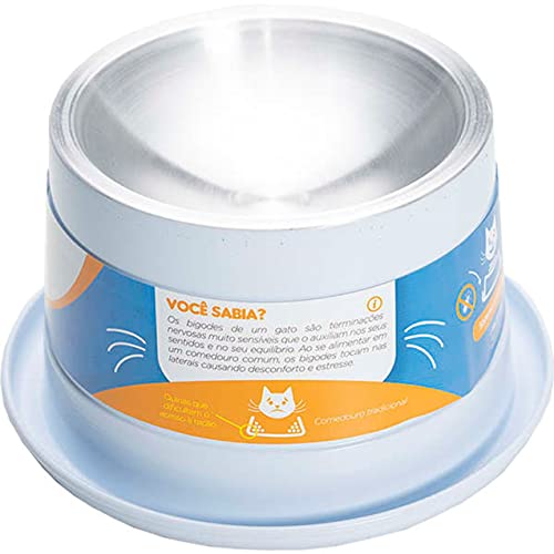 Comedouro Antiformiga para Gatos Mr. Bigode Branco, 250ml Nf Pet para Gatos, 250ml, Branco