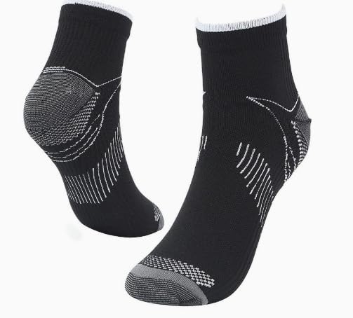 Fefod Calcetines de Cortos Hombre Mujer, 8 Pares Deportivos con Soporte el Arco, Calcetines Running Antiampollas para Trabajo, Corriendo y Viajando, L/XL(Blanco)
