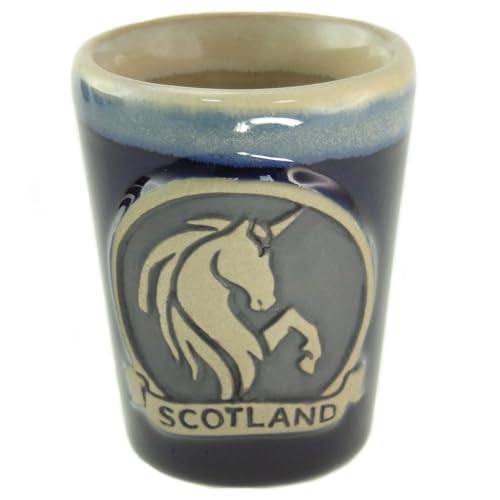 Glen Appin of Scotland Scottish Unicorn Stoneware Shot Glass - Blue PT3017-BLUE