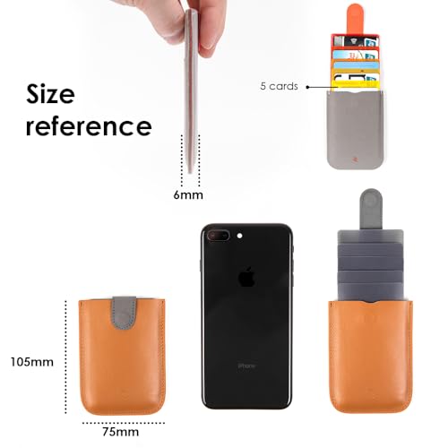 Allocacoc Slim Wallet, DesignNest DAX wallet, Cascading pull-tab, Magnetic, Hold up to 6 Cards, Cash slot, Purse (Brown, Leather)3