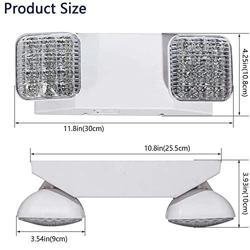 Led Emergency Light With Battery Backup, Two Adjustable Led Heads Emergency Lighting Fixture, Commercial Emergency Light, 120-277V Ac, Ul Listed (1-Pack) #TOP5