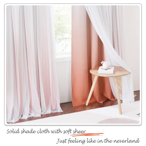Peach Pink Blackout Curtains with White Sheer Overlay for Girls Bedroom by PONY DANCE - Used condition - Image 5
