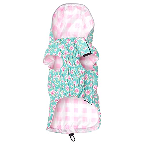 The Worthy Dog Watercolor Floral London Raincoat Stylish Turquoise Pattern Comfortable Outdoor Protective And Reflective Jacket-Medium #TOP2