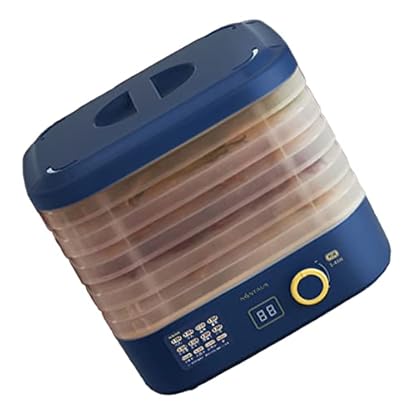 Zerodis Haushaltsgeräte Küchengerät, Timer Geräuscharmer Temperaturregler Multifunktionaler Lebensmitteltrockner 220 V Fruchtdehydrator 5 Tabletts (Blaue Multiple-Choice-Schaltfläche) – Bild 6