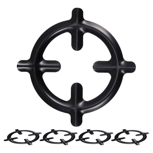 Ipetboom Soporte para Quemador de Estufa de Gas de Camping, Anillo Reductor de Hierro Fundido Negro, Accesorio para Cafetera Italiana, Rejilla Antideslizante, Kit 5 Piezas para