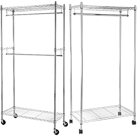 Perchero de ropa de doble barra con ruedas Cover