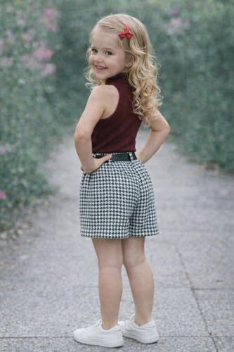 Image of Girl's Solid Cotton Blend Style Top and Shorts Set