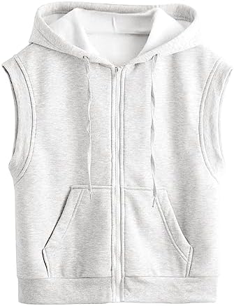 LAOCERENCE Girls Boys Basic Sleeveless Zipper Vest Hoodie Casual Sweatshirt Soild Tank Tops Kanga Pocket Outerwear coat Jacket