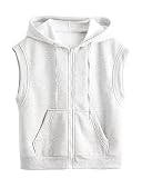 LAOCERENCE Girls Boys Basic Sleeveless Zipper Vest Hoodie Casual Sweatshirt Soild Tank Tops Kanga Po