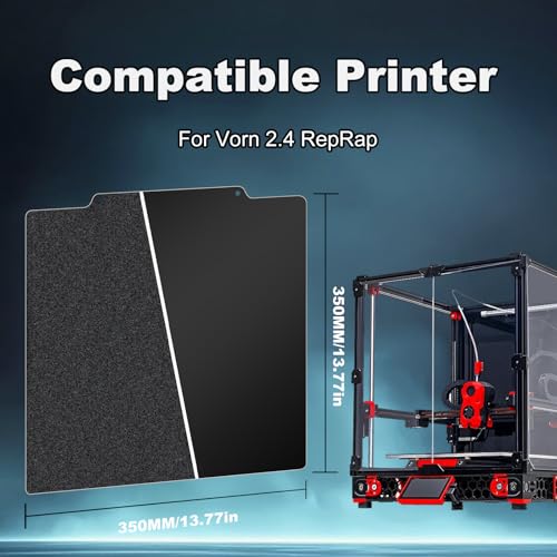 Image of 350x350mm Black Build Plate for Vorn 2.4 RepRap, Double Sided Textured PEI+Smooth PEI Flexible Spring Steel Platform Heated Printing Bed for Vorn 2.4 RepRap 3D Printer