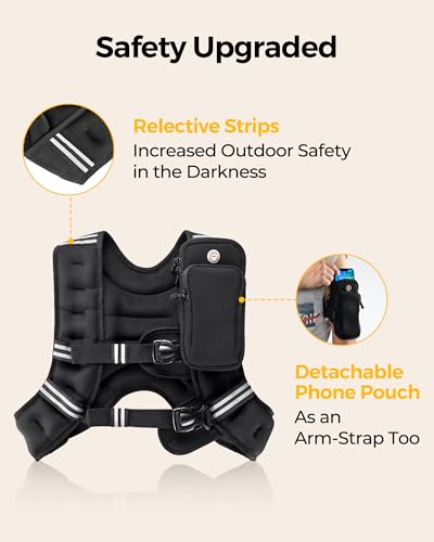 Image of PACEARTH Weighted Vest,6lb /8lb /10lb /12lb /16lb /20lb /25lb /30lb Weight Vest with Reflective Stripe, Body Weight Vests for Women, Men, Weight Loss Workout, Strength Training, Running, Walking, Jogging