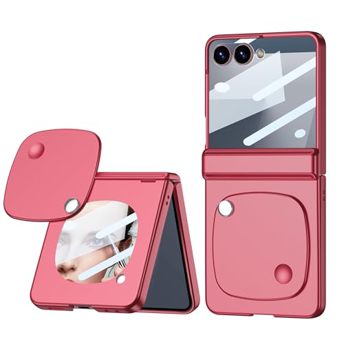 Image of BOUNCEBACK Back Case Cover for Samsung Galaxy Z Flip 7 5G | Magnetic Hinge Protector | Hidden Mirror | Ultra Thin Cover Case for Z Flip7 - (Polycarbonate | Coral Red)