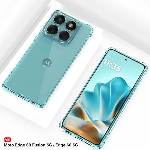 Image of TheGiftKart Crystal Clear Back Cover Case for Motorola Moto Edge 60 Fusion 5G / Edge 60 5G | Shockproof Soft TPU Case | Cushioned Edges for Ultimate Protection Back Cover Case (TPU, Transparent) | Crystal Clear