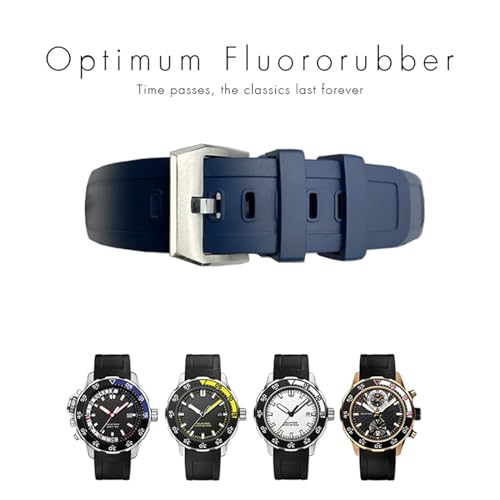 Correa de reloj de goma de flúor de 22 mm suave para IWC Aquatimer en azul 2
