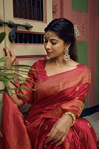 Vardha red banarasi silk saree – image 4
