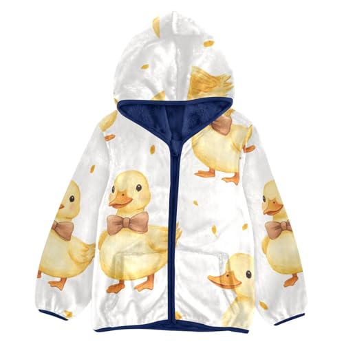 Ducks with Bow Tie Girls Fleece Jacket Girls Fall Jacket Girls Zip Up Hoodie Girls Sherpa Jacket 2-10T