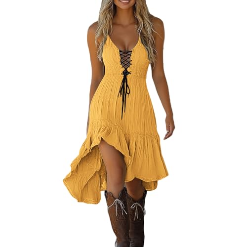 Robe gothique légère de vacances avec taille cordon ajustable