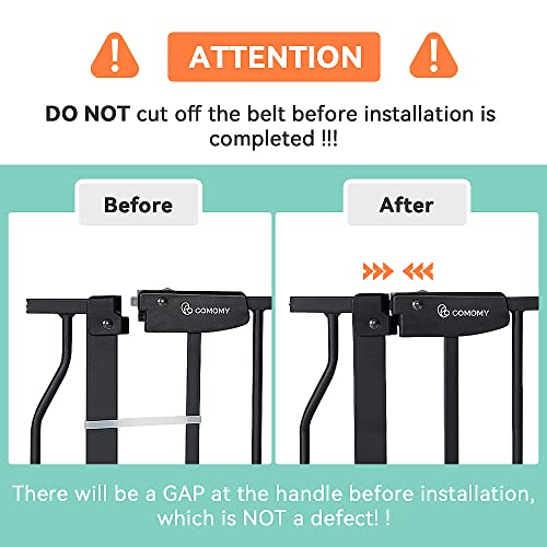 Comomy Baby Gate With Adjustable Cat Door, 29.5-48.4" Extra Wide Metal Cat Gate For Stairs Doorways, Auto Close Dog Gate With Pet Door For House, Pressure Mounted Easy Walk Through (30" Tall, Black) #TOP5