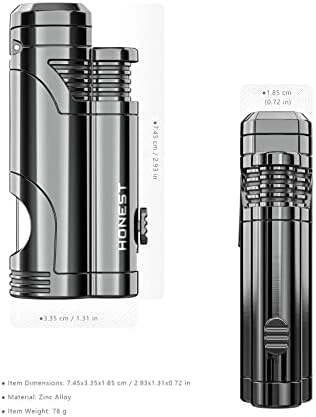 HORRAu Jet Lighter Windproof, Double Jet Flame Torch Cool Lighter Butane Gas Refillable (Sold without Fuel)