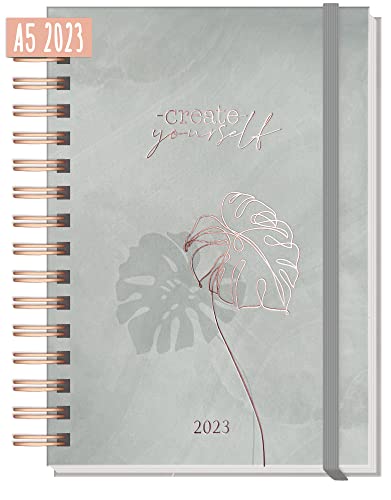 Agenda 2023 A5 [Create yourself] Encuadernación en Espiral, 4 Idiomas EN/FR/IT/ES, Agenda con Anillas, Planificador Semanal, Agenda Escolar Cover