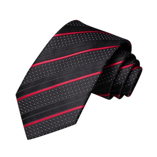 Corbata de seda rayada negra y roja para hombre miniatura 1