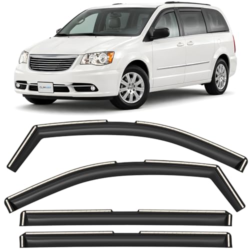Image of CLIM ART in-Channel Incredibly Durable Rain Guards for Chrysler Town and Country 2008-2016, Original Window Deflectors, Vent Window Visors, Vent Deflector, 4 pcs.- 608320
