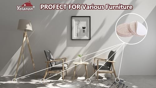 Yelanon Felt Furniture Pads -278 Pcs Furniture Pads Self Adhesive, Felt Chair Pads, Anti Scratch Floor Protectors for Furniture Feet Chair Legs, Furniture Felt Pads for Hardwoods Floors, Beige - Image 7