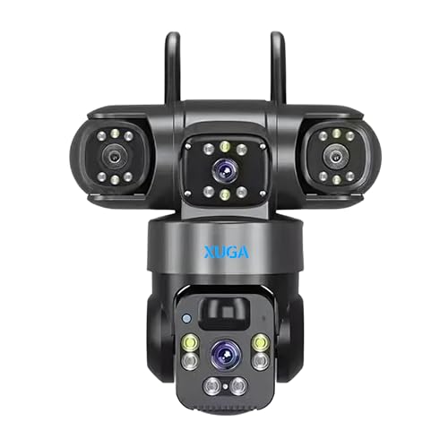 Image of XUGA - Cybernautt X10AB-K 12MP 3 Lens PTZ 4G Sim Wireless Outdoor CCTV Camera with Three Side View | 355 Panoramic View | Night Vision | Motion Detection| Siren Alarm| Use Air-tel 4G Sim