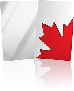 OComster Canada National Day Red Maple Leaves Compact Mirror Bulk 2 Pack Card Mirror, Red Plant Leaves Grey Backdrop Small Compact Mirror for Purse, Rectangular Handheld Pocket Makeup Mirror