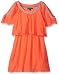My Michelle Big Girls' Cold Shoulder Pop Over Dress with Embroidered Neckline Trim