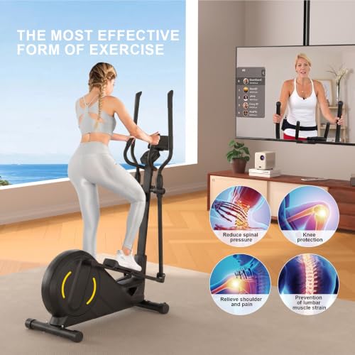 Image of Elliptical Exercise Machine for Home Gym,Elliptical Training Machine with Hyper-Quiet Magnetic Driving System,16 Level,15.5Inch&LCD Monitor,Cardio Workout Equipment for Small Space