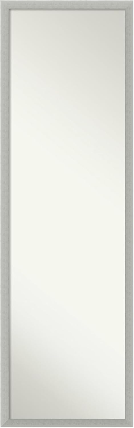 Amanti Art Silver Full Length Mirror for Door, 50x16 Silver Leaf Tall Wall Mirror Full Length, Mounted to Door or Closet Wall with no visible brackets, Casual Wood Frame, Bedroom Decor