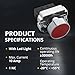 Shopcorp Momentary Push Button Switch with Flat Head, N/C - On/Off, Self-Resetting Start Stop Button for Home and Industrial Use (Red)