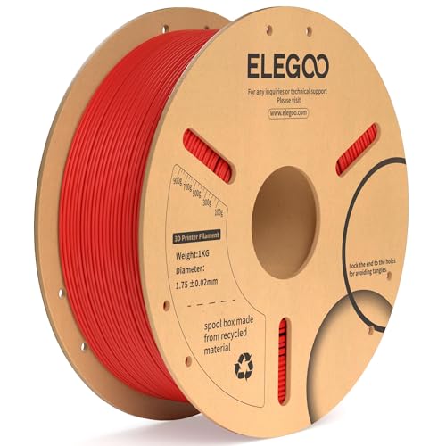 Image of ELEGOO PLA Plus Filament 1.75mm Red 1KG, PLA+ Tougher and Stronger 3D Printer Filament Pro Dimensional Accuracy + /- 0.02mm, 1kg Spool(2.2lbs) Fits for Most FDM 3D Printers