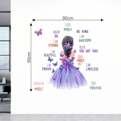 Image of Rawpockets 90 cm Girl Self Love Stay Strong Positive Quotes Self Adhesive Wall Sticker-Vinyl